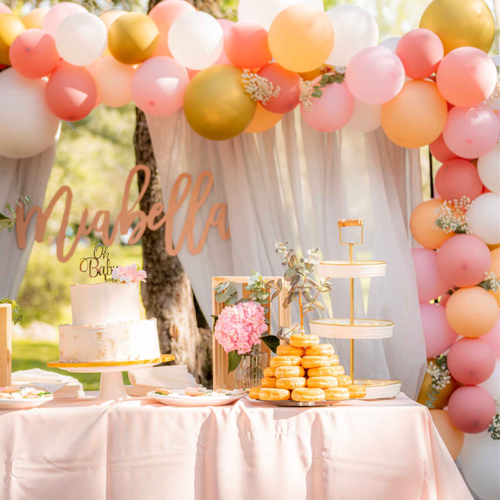 Babyshower botanical blush thema ballonnen