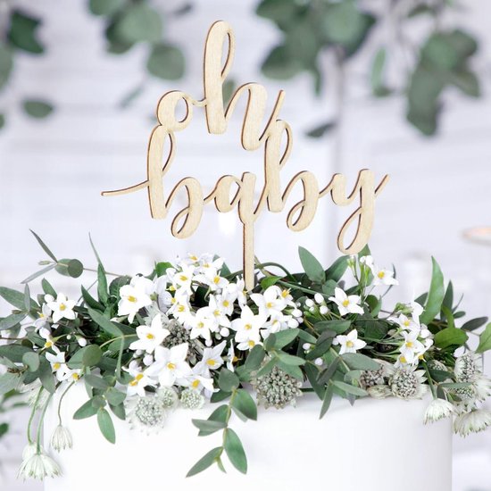 Eucalyptus & Mint houten cake topper - Oh Baby