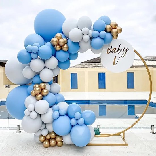Baby in Blue ballonnenboog goud & blauw
